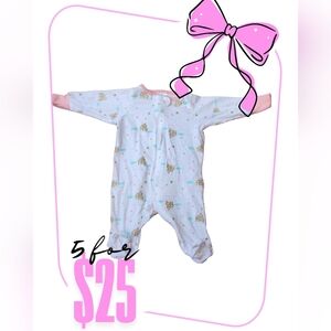 Gerber Baby Footie Onesie with Pink and Aqua Details